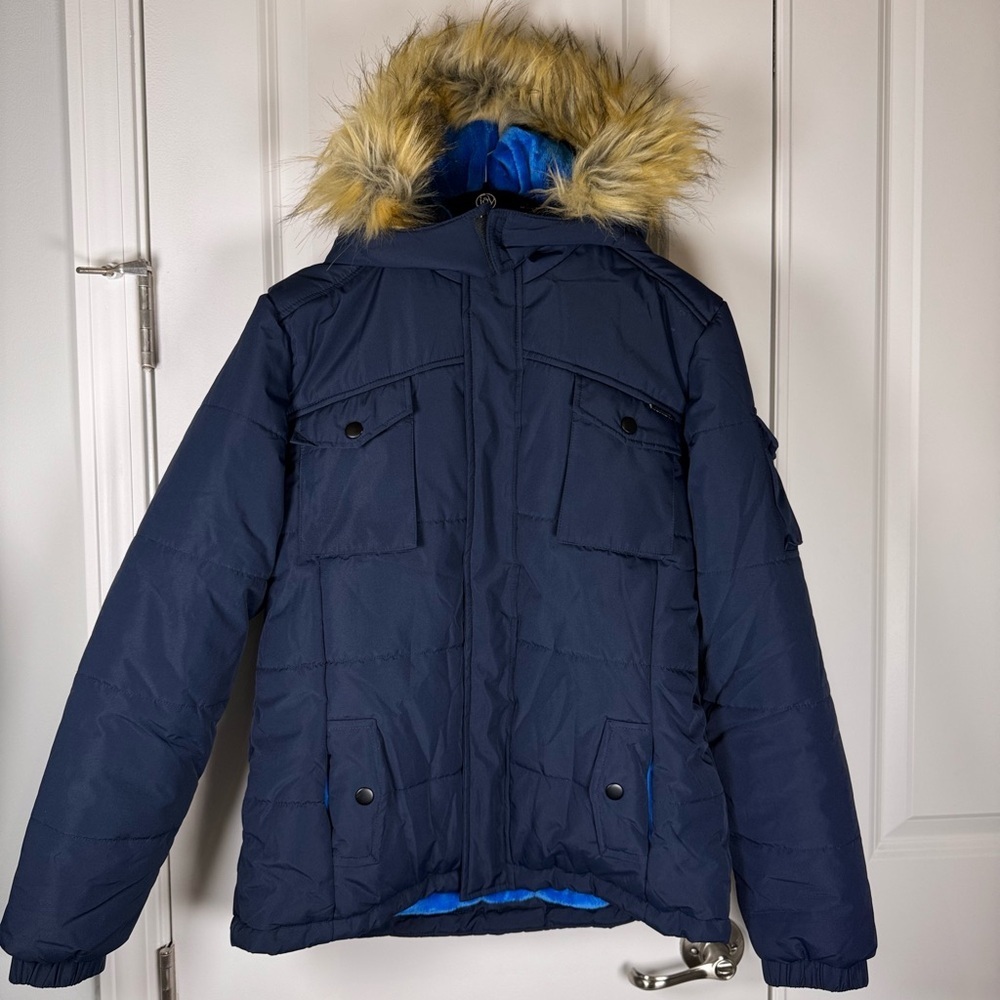 Wantdo Youth Winter Jacket 14/16 Faux Fur Hood Insulated Coat Outdoor Gorpcore